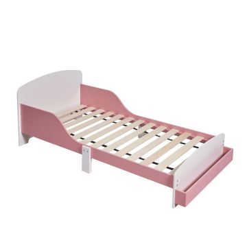 Детская кровать Relaxdays, с защитными стенками, Белая/розовая, 77 × 60 × 150 см