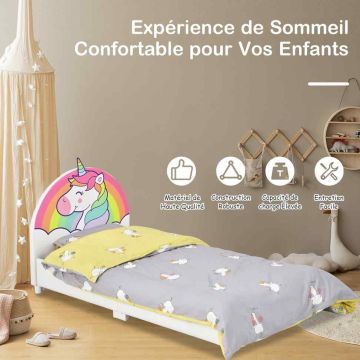 Children's bed with soft headboard and footboard, 151 × 70 × 76 cm