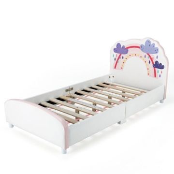 Children's bed with soft headboard and footboard, 151 × 70 × 76 cm