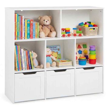 Children's wooden storage box, 5 compartments, 3 drawers, 100 × 90 × 33 cm