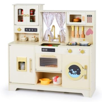 Children's wooden kitchen, 14 accessories, 37.5 × 38 × 13 inches
