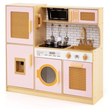 Children's wooden play kitchen, with sounds and lights, 83.82 × 80.01 × 25.4 cm