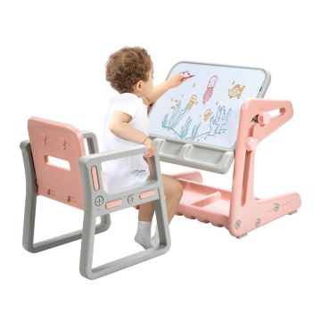 Children's drawing board with chair, 2 in 1, 59 × 48 × 54–66 cm