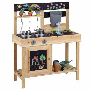 Children's mud kitchen, 2 sinks, 67 × 82 × 30 cm