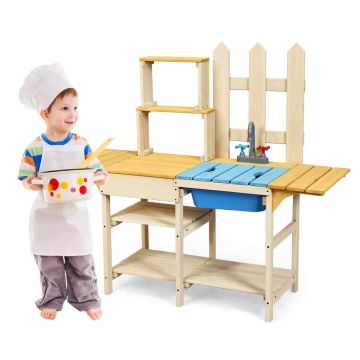 Children's garden kitchen, With tabletop, faucet and sink, 109 × 100 × 38 cm