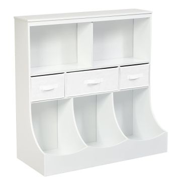 Children's cabinet, 3 drawers and 3 boxes, White, 93 × 94 × 40 cm