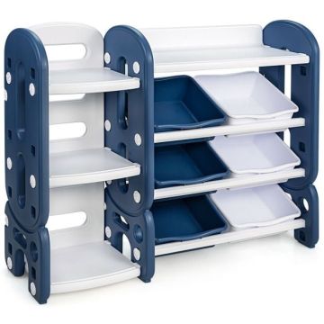 Children's toy storage shelf, 1 large and 6 small storage bins, 112 × 92 × 35 cm
