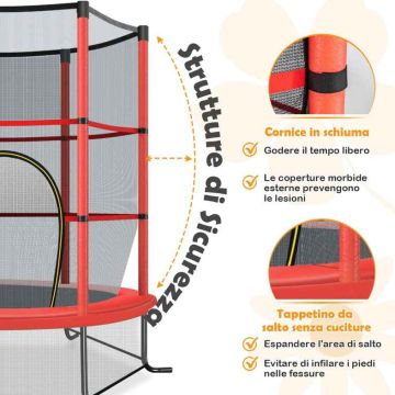Children's trampoline, 360° safety nets, 165 × 165 × 188 cm