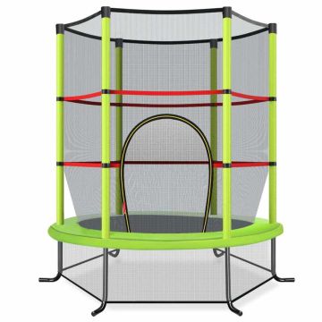 Children's trampoline, with 360° safety net, Green, 165 × 165 × 188 cm