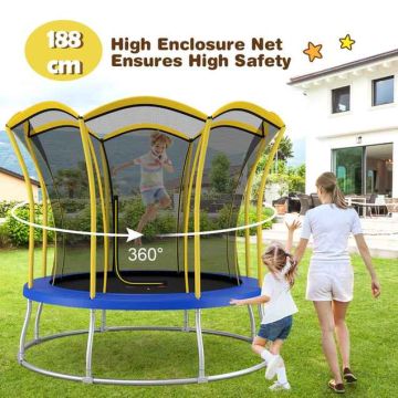 Vaikiškas batutas, su apsauginiu tinklu, 8 × 8 × 8,4 pėdos