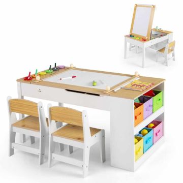 Laste kunstilaud molbertiga, 2 tooliga, 109 × 55 × 60 cm