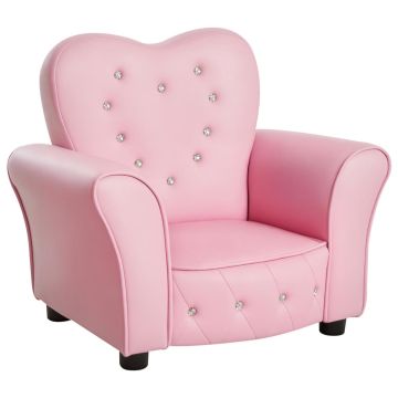 Laste tugitool Homcom 59x41,5x49cm, roosa/must värv