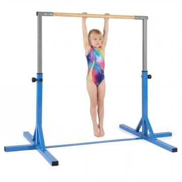 Children's gymnastics bar, 12 height positions, Blue, 195 × 121 × 85–145 cm