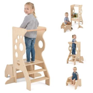 Children's learning tower with stool, 2 levels, 72 × 59 × 90.5 cm