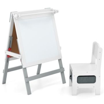 Laste molberti ja tooli komplekt, 3 ühes, 55 × 48 × 75–94 cm