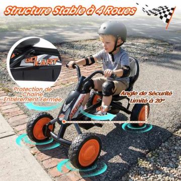 Children's pedal go-kart, with adjustable seat, 84 × 57 × 55 cm