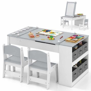 Laste joonistuslaud molbertiga, 2 tooliga, Hall, 109 × 55 × 60 cm
