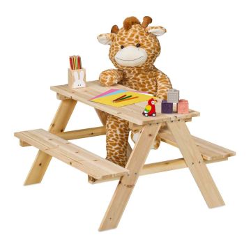Детский комплект мебели для пикника Relaxdays, 2 скамьи и стол, 90 × 51 × 78 см