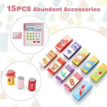 Children's supermarket play set, pink, 89 × 57 × 88 cm