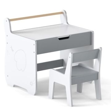 Children's table and chair set, 1 chair, grey/white, 62 × 59 × 47 cm