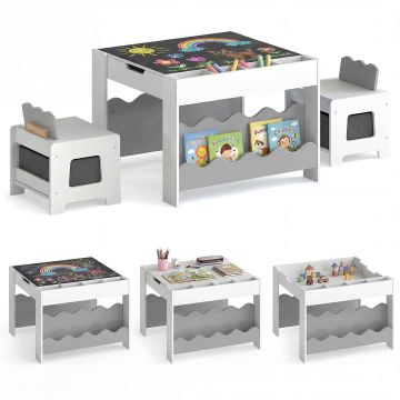 Laste laua ja toolide komplekt, 2 tooli, Hall, 66 × 48,3 × 63,5 cm