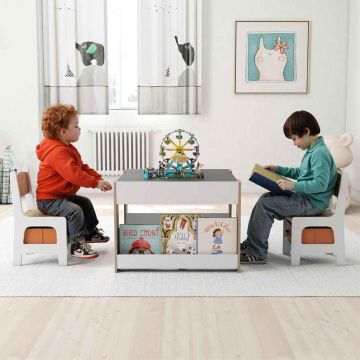 Laste laua ja toolide komplekt, 1 laud ja 2 tooli, 61,5 × 61,5 × 48 cm