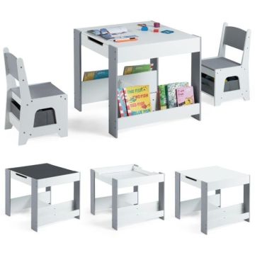 Laste laua ja toolide komplekt, 2 tooli, 2 kasti, 61 × 61 × 56 cm