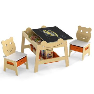 Laste laua ja toolide komplekt, 2 tooli, 69,85 × 50,8 × 60,96 cm