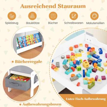 Children's table and chair set, 2 chairs, gray/white, 61 × 48 × 61 cm