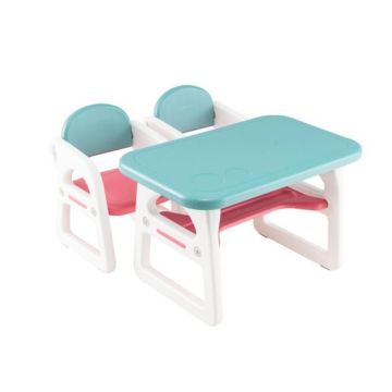 Children's table and chair set, 3-piece, blue and pink, 79 × 49 × 49 cm