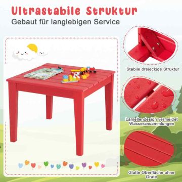 Children's table and chair set, 3-piece, Red, 64.5 × 64.5 × 51 cm