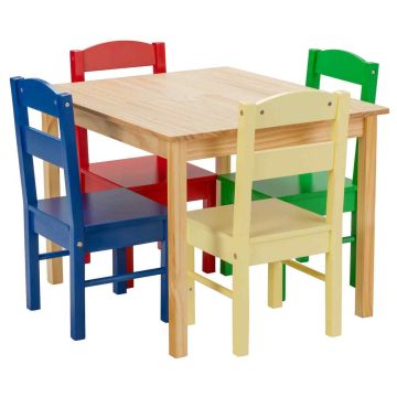 Children's table and chair set, 5 pieces, Multicolored, 66 × 55.9 × 48.8 cm