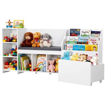 Lastepink VEVOR C250224D-01, seljatoe ja hoiukastiga, Valge, 170 × 40 × 80 cm