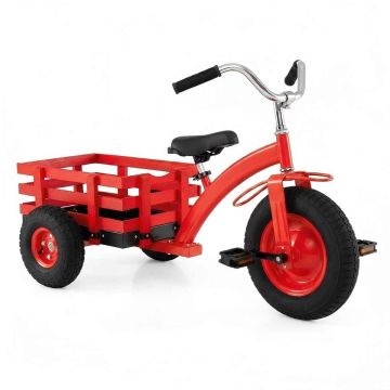 Children's tricycle, with basket, 48 × 22.5 × 27–30.5 inches