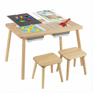 Laste tegevuslaud, 2 kokkupandavat hoiukasti, 81,28 × 49,53 × 60,33 cm