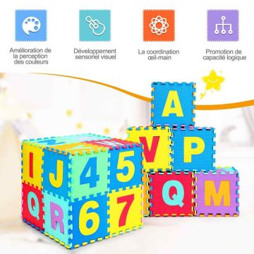 72-Piece EVA Foam Baby Play Mat with Alphabet and Numbers