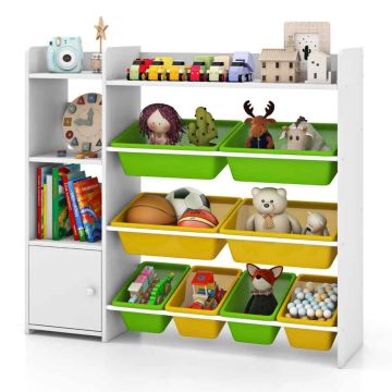 Children's toy organizer, 4 large and 4 small storage boxes, 112 × 30 × 100 cm