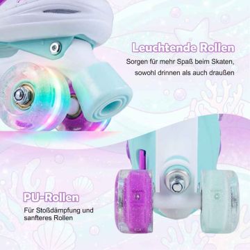 Children's quad roller skates, EU 37–41, 4 positions, purple/blue