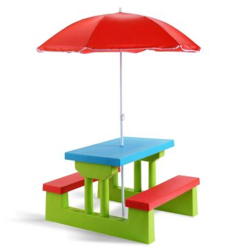 Laste piknikulauakomplekt, 2 pinki, Roheline, 67,31 × 40,64 × 46,99 cm