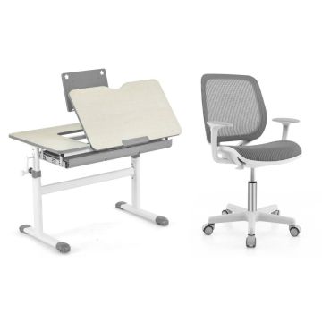 Laste laua ja tooli komplekt, laud ja pöörlev tool, 80 × 51,5 × 51–73 cm