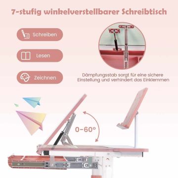 Laste laua ja tooli komplekt, laud ja tool, 32 × 20,5 × 20–28,8 in