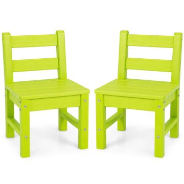Children's Chairs with Backrest, 2 pcs, Green, 14 × 13 × 22.5 in