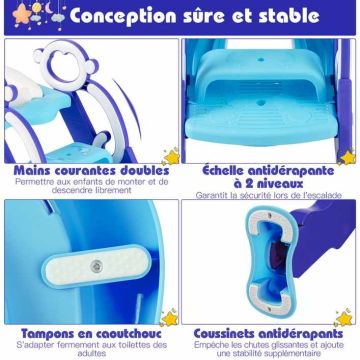 Children's toilet ladder with steps, 2 footrest height settings, 66 × 35 × 56 cm