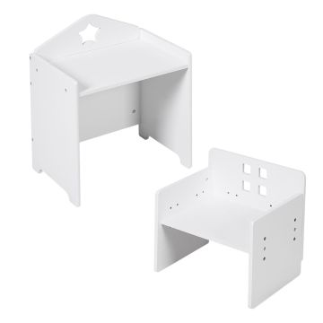 Laste mööblikomplekt Relaxdays, 1 laud ja 1 tool, Valge, 38 × 48,5 × 30 cm