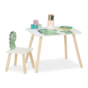 Детский комплект мебели Relaxdays Dino, стол и 2 стула, 60 × 45 × 45 см