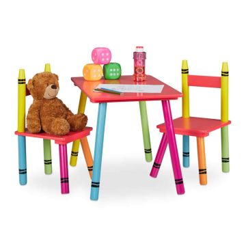 Laste mööblikomplekt Relaxdays, laud ja 2 tooli, 60 × 44,5 × 40 cm