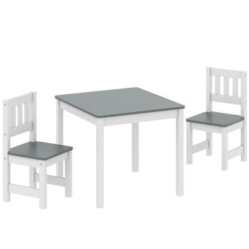 Laste mööblikomplekt, laud ja 2 tooli, Hall, 56 × 48 × 52 cm