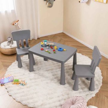 Laste mööblikomplekt, laud ja 2 tooli, Hall, 77 × 50 × 55 cm