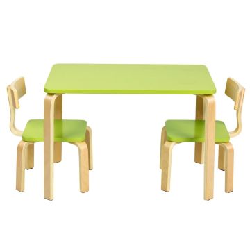 Children's furniture set, table and 2 chairs, Green