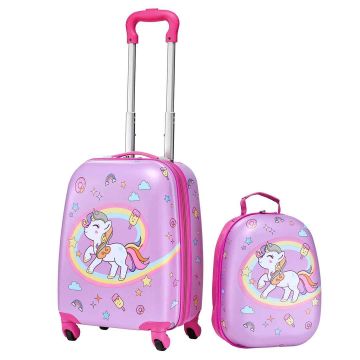Laste kohvrikomplekt VEVOR LGA4T-16UNC-P08, 2 osa, Roosa, 32 × 23 × 45 cm